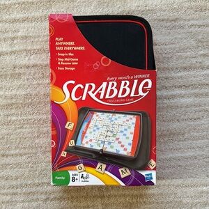 New Hasbro Scrabble to Go Game Travel Version Crossword Game Zippered Case